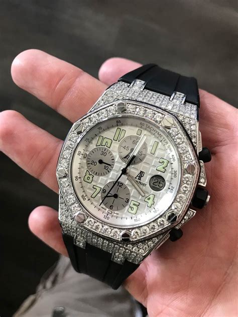 audemars piguet royal oak white gold iced-out diamond encrusted replica|audemars piguet golden gold.